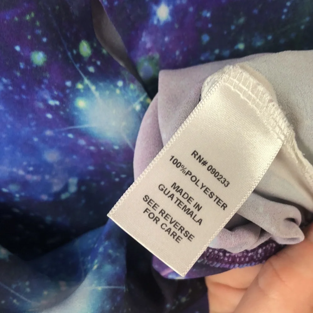 ‘LA Hearts’ Galaxy Blue and Purple Elastic Band Cutout Crop Top - Picture 8 of 10